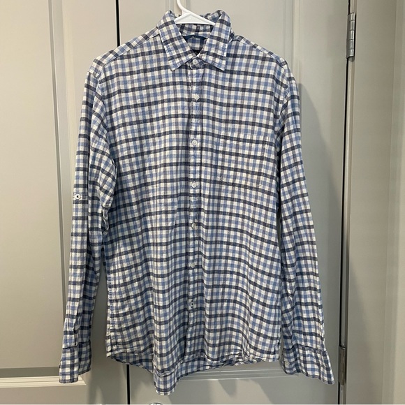 Linea Rosso Long Sleeve Button Up Shirt Blue Grey Gently Worn Medium CottonLinen - Picture 5 of 8